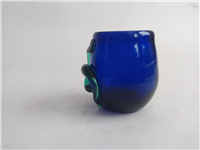 لیوان دستساز شیشه ای قدیمی رنگ کبالتی