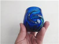 لیوان دستساز شیشه ای قدیمی رنگ کبالتی