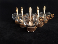  یکدست فنجان قدیمی طلایی همراه با قاشق 