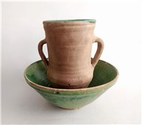 خمره و تغار یا کاسه بسیار قدیمی لعابدار