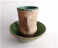 خمره و تغار یا کاسه بسیار قدیمی لعابدار