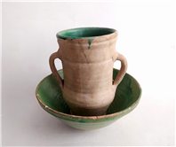 خمره و تغار یا کاسه بسیار قدیمی لعابدار