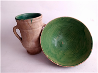 خمره و تغار یا کاسه بسیار قدیمی لعابدار