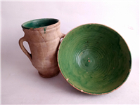 خمره و تغار یا کاسه بسیار قدیمی لعابدار