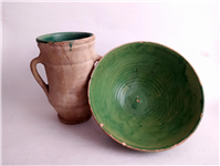 خمره و تغار یا کاسه بسیار قدیمی لعابدار