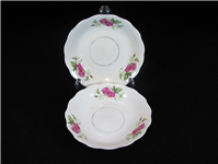 جفت نعلبکی گل سرخی قدیمی بسیار زیبا