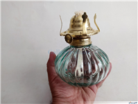 چراغ نفتی زیبا طرح شیاردار سبز آبی کمرنگ