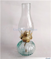 چراغ نفتی زیبا طرح شیاردار سبز آبی کمرنگ