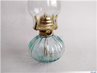 چراغ نفتی زیبا طرح شیاردار سبز آبی کمرنگ