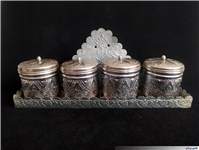 ست پاسماوری یا ادویه برنجی کهنه قلمکاری