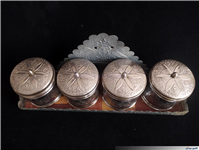 ست پاسماوری یا ادویه برنجی کهنه قلمکاری