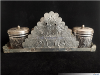 ست پاسماوری یا ادویه برنجی کهنه قلمکاری