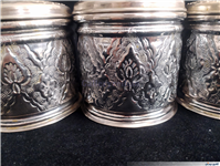 ست پاسماوری یا ادویه برنجی کهنه قلمکاری