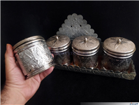 ست پاسماوری یا ادویه برنجی کهنه قلمکاری