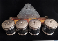 ست پاسماوری یا ادویه برنجی کهنه قلمکاری