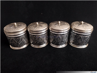 ست پاسماوری یا ادویه برنجی کهنه قلمکاری