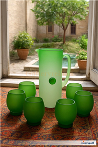 پارچ آبگز و لیوان کمیاب دستساز قدیمی