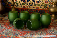 6عدد لیوان دستساز قدیمی مات رنگ سبز جذاب 