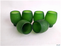 6عدد لیوان دستساز قدیمی مات رنگ سبز جذاب 