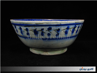 کاسه بسیار قدیمی قاجاری قلم آبی دست ساز