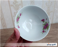 کاسه گل سرخی قدیمی دورو گل ساخت ژاپن 