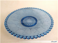 شیرینی خوری آبی تیله ای قدیمی نقشدار