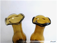 2عدد گلدان پایه دار قدیمی دستساز قهوه ای 