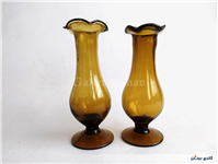 2عدد گلدان پایه دار قدیمی دستساز قهوه ای 