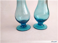 یک جفت گلدان پایه دار قدیمی دستساز آبی 