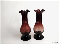 2 عدد گلدان پایه دار قدیمی دستساز زرشکی 