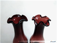 2 عدد گلدان پایه دار قدیمی دستساز زرشکی 