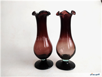 2 عدد گلدان پایه دار قدیمی دستساز زرشکی 