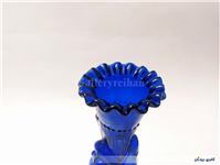 2 گلدان شیشه ای کبالتی دست دلبر قدیمی 