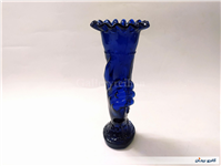 2 گلدان شیشه ای کبالتی دست دلبر قدیمی 