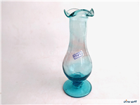 گلدان پایه دار قدیمی دستساز آبی 