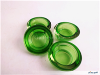 شمعدان شیشه ای ضخیم سبز بیدی زیبا 