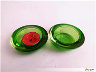 شمعدان شیشه ای ضخیم سبز بیدی زیبا 