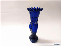 1عدد گلدان شیشه ای کبالتی دست دلبر قدیمی 