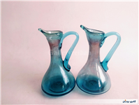 2 پارچ مینیاتوری دستساز شیشه ای آبی 