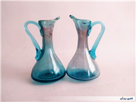 2 پارچ مینیاتوری دستساز شیشه ای آبی 
