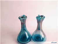2 پارچ مینیاتوری دستساز شیشه ای آبی 