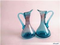 2 پارچ مینیاتوری دستساز شیشه ای آبی 