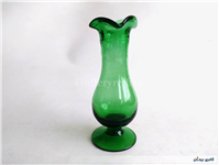 گلدان پایه داره لاله ای قدیمی دستساز سبز 