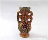 گلدان سفالی قدیمی لعابدار طرح گل 