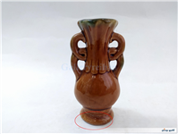 گلدان سفالی قدیمی لعابدار طرح گل 