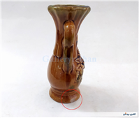 گلدان سفالی قدیمی لعابدار طرح گل 