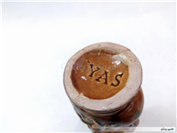 گلدان سفالی قدیمی لعابدار طرح گل 