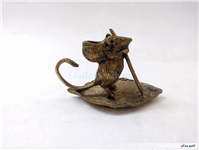 مجسمه موش و برگ درخت برنجی 