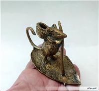 مجسمه موش و برگ درخت برنجی 