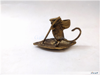 مجسمه موش و برگ درخت برنجی 